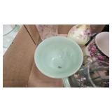 Fire King Jadite Cup, Various Vintage Dishes, Indiana Glass Vaseline Glass Sugar Bowl