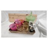 Satin Glass Pedestal Candy Dish, Cranberry Dishes