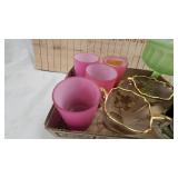 Satin Glass Pedestal Candy Dish, Cranberry Dishes