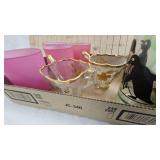 Satin Glass Pedestal Candy Dish, Cranberry Dishes