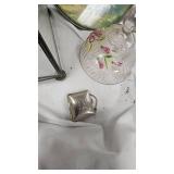 Round Metal Framed Pictures, glass display, porcelain figures