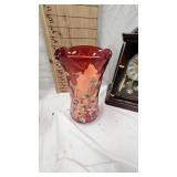 Hand Painted Cranberry Vase, Display Case, Clock