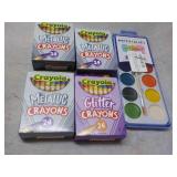 Watercolors and Crayola Crayons...