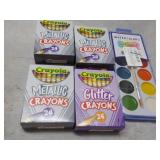 Watercolors and Crayola Crayons...
