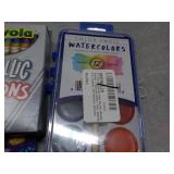 Watercolors and Crayola Crayons...