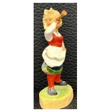 Henning Hand-Carved Norway Girl with Horn Figurine - 4"