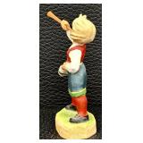 Henning Hand-Carved Norway Girl with Horn Figurine - 4"