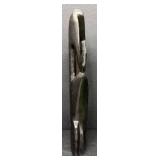 Abstract  21" Wooden Couple Sculpture -Two-Tone Black & Speckled Tan