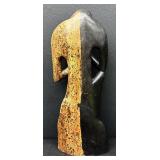 Abstract  21" Wooden Couple Sculpture -Two-Tone Black & Speckled Tan