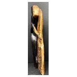 Abstract  21" Wooden Couple Sculpture -Two-Tone Black & Speckled Tan