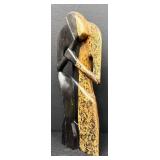 Abstract  21" Wooden Couple Sculpture -Two-Tone Black & Speckled Tan