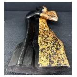 Abstract  21" Wooden Couple Sculpture -Two-Tone Black & Speckled Tan