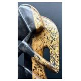 Abstract  21" Wooden Couple Sculpture -Two-Tone Black & Speckled Tan