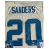 Barry Sanders Autographed Jersey w/ Beckett COA Custom Framed, Matted, Photos - 34"x35" - Detroit Lions Football