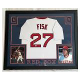Carlton Fisk Autographed Jersey w/ JSA COA - Custom Framed and Matted 43.5"x35.5" Boston Red Sox Baseball