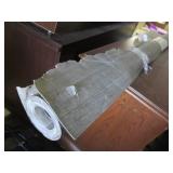 Roll of linoleum, gray wood pattern...
