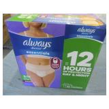 56 Pairs Always size 2-14 underwear...