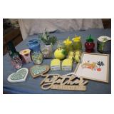 Mixed summer decor, cups, wall hang...