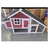 red chicken coop ready to assemble...