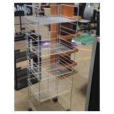 Metal Retail Display Rack with Caster Wheels + Adjustable Shelves