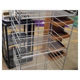 Metal Retail Display Rack with Caster Wheels + Adjustable Shelves