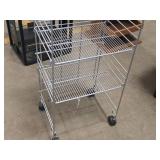 Metal Retail Display Rack with Caster Wheels + Adjustable Shelves