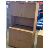 Maple Veneer Matching Locking Lateral File Cabinet & Hutch 2-door/2-shelf 2-drawer with Keys