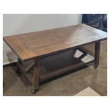 Wood Veneer Side Table on Rollers 4