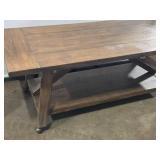 Wood Veneer Side Table on Rollers 4
