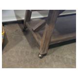Wood Veneer Side Table on Rollers 4