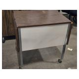 Rolling Metal Frame Side Table with Folding Sides 26" x 19 1/2" x 26 1/2"