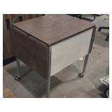 Rolling Metal Frame Side Table with Folding Sides 26" x 19 1/2" x 26 1/2"