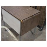 Rolling Metal Frame Side Table with Folding Sides 26" x 19 1/2" x 26 1/2"