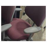 Lot of (3) Rolling Office Armchair | Adjustable Height | Red Padded Seat / Gray Frame