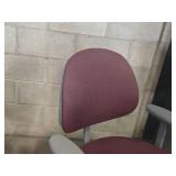 Lot of (3) Rolling Office Armchair | Adjustable Height | Red Padded Seat / Gray Frame