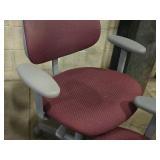 Lot of (3) Rolling Office Armchair | Adjustable Height | Red Padded Seat / Gray Frame