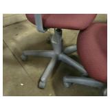Lot of (3) Rolling Office Armchair | Adjustable Height | Red Padded Seat / Gray Frame