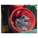 Lot of (1 Bin) Miscellaneous Parts and Hardwares - Lug Nut Covers, Cables, Fittings, Collated Nails