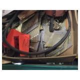 Lot of (1 Bin) Miscellaneous Parts and Hardwares - Lug Nut Covers, Cables, Fittings, Collated Nails