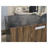 Metal Storage Cabinet with Wood Doors on Wheels 33 1/2" wide x 25" deep x 39" tall