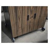 Metal Storage Cabinet with Wood Doors on Wheels 33 1/2" wide x 25" deep x 39" tall