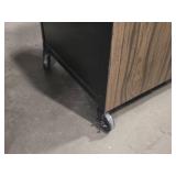 Metal Storage Cabinet with Wood Doors on Wheels 33 1/2" wide x 25" deep x 39" tall