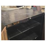 Metal Storage Cabinet with Wood Doors on Wheels 33 1/2" wide x 25" deep x 39" tall