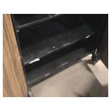 Metal Storage Cabinet with Wood Doors on Wheels 33 1/2" wide x 25" deep x 39" tall