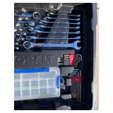 Kobalt Hand Tool Set - Dual Case with Sockets, Wrenches, Pliers & Screwdrivers & Kobalt Telescoping-Handle Rolling Cart with Dual Rails