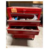Red 6-Drawer Metal Tool Chest on Casters with Locking Latch - contents not included