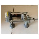 Vintage Adjustable Stand with Curved Arm and Grid Platform - Industrial Lab Equipment