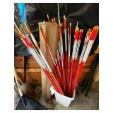 Assorted Garden Tools & Yard Stakes - Shovels, Rakes & Poles