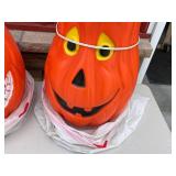 Two Large Jack-O-Lantern Halloween Props - Hollow Plastic Pumpkins for Outdoor Display