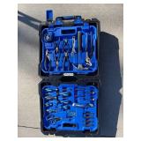 Kobalt Hand Tool Set - Dual Case with Sockets, Wrenches, Pliers & Screwdrivers & Kobalt Telescoping-Handle Rolling Cart with Dual Rails